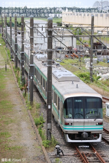 【メトロ】9000系9109Fが8連化された状態で新木場CRにて構内試運転