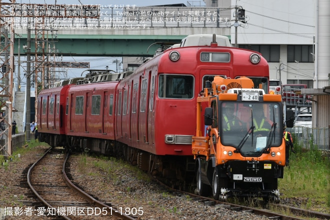 【名鉄】6000系6008F+6052F大江から廃車回送と搬出作業を不明で撮影した写真
