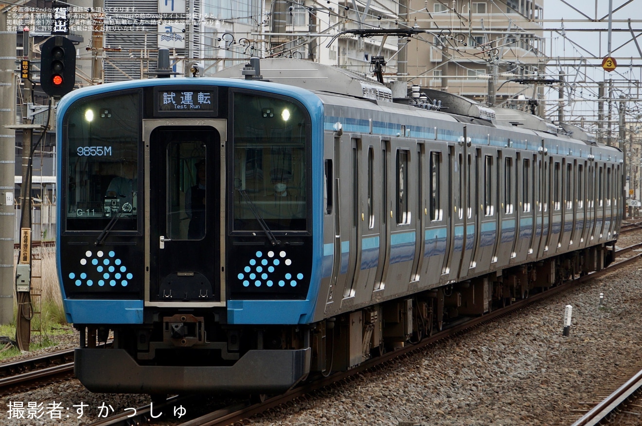 【JR東】E131系G-11編成が、東海道貨物線で試運転の拡大写真