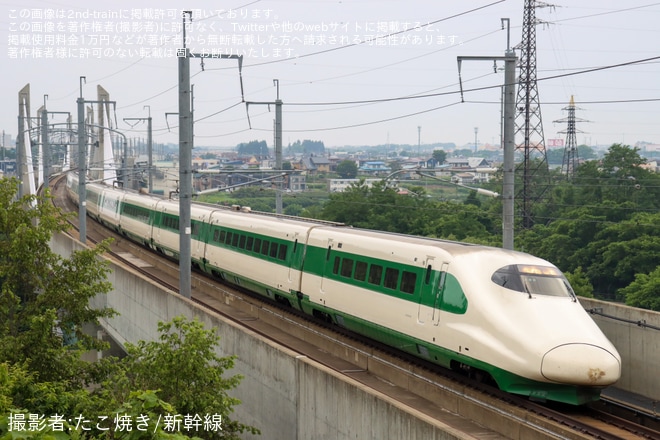 【JR東】E2系200系カラー使用 団体専用臨時列車「東京再会号」が臨時運行を新青森～七戸十和田間で撮影した写真