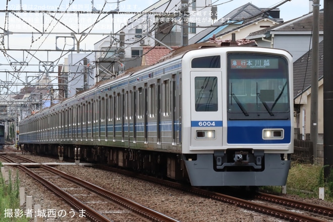 【西武】6000系6104Fが西武新宿線で運用開始を不明で撮影した写真