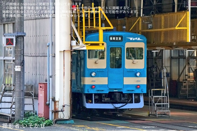 【JR九】小倉総合車両センター入場中の103系が国鉄色にを小倉総合車両センター付近で撮影した写真