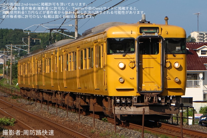 【JR西】115系D-14編成下関総合車両所入場回送を不明で撮影した写真