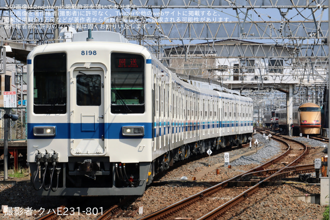 【東武】 8000系8198F南栗橋工場出場回送を北春日部～春日部間で撮影した写真