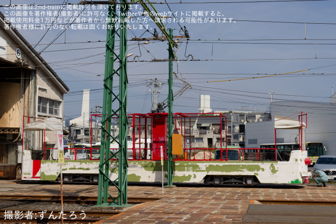 【広電】貨50形51号試運転を江波車庫で撮影した写真