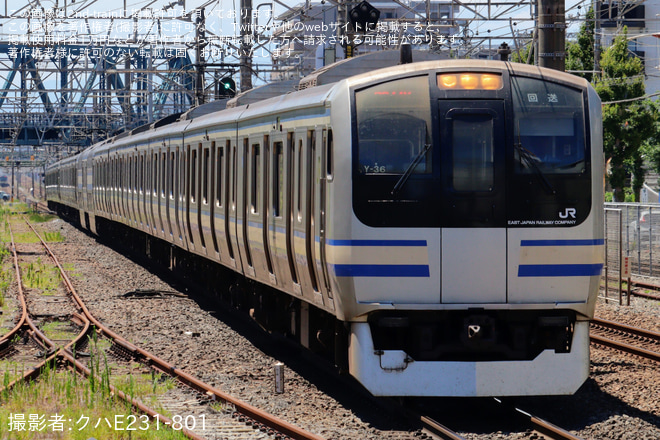 【JR東】E217系Y-142編成+Y-36編成疎開返却回送を藤沢駅で撮影した写真