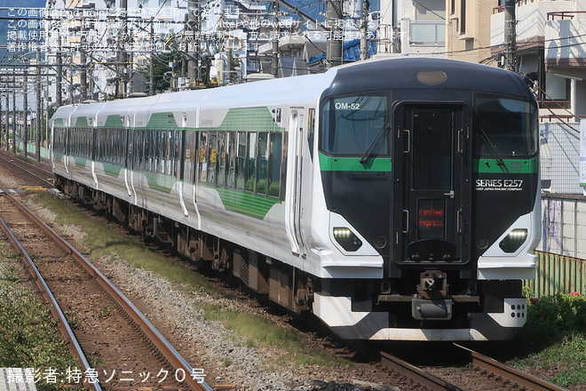 【JR東】E257系オオOM-52編成使用 臨時特急「あたみ号」運転を西八王子駅で撮影した写真