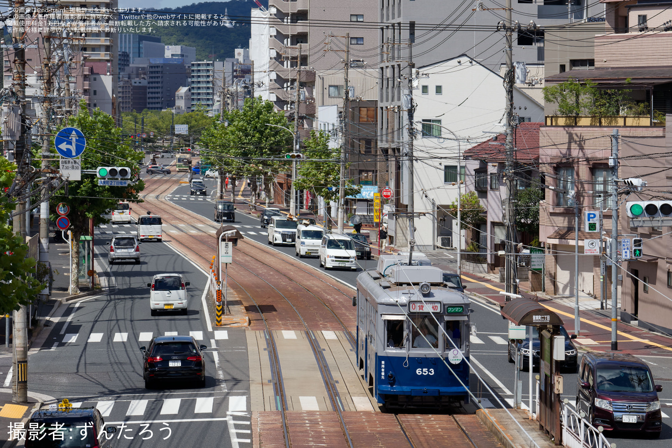 【広電】650形653号「被爆電車」貸切運転の拡大写真