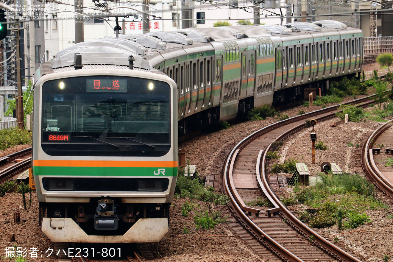 【JR東】E231系ヤマU587編成東京総合車両センター出場回送の拡大写真