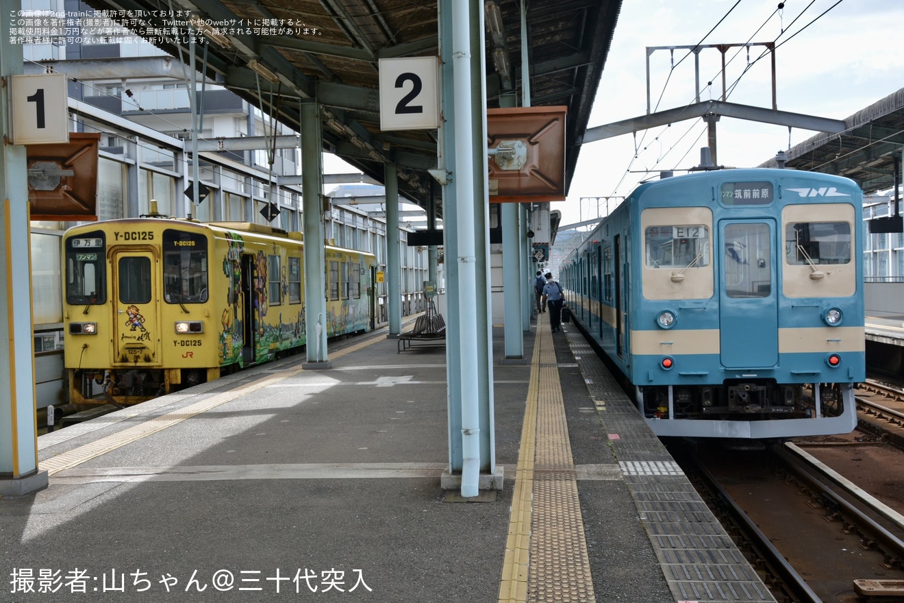 【JR九】103系1500番台E12編成が国鉄色となり営業運転開始の拡大写真