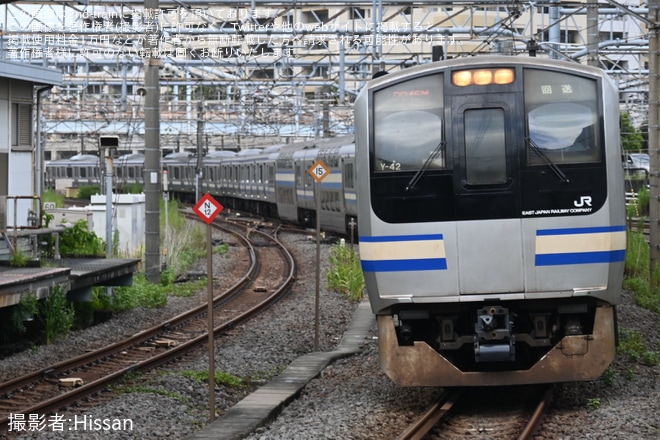 【JR東】E217系クラY-42編成 東京総合車両センター出場(202308)を大船駅で撮影した写真