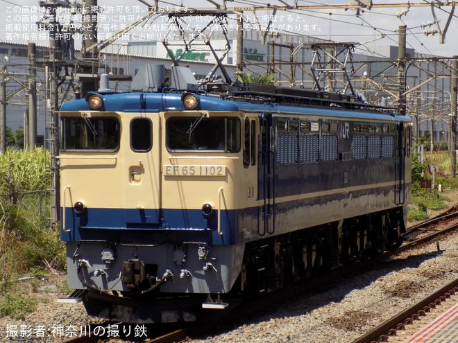 【JR東】EF65-1102牽引 東高島工臨を新川崎駅で撮影した写真