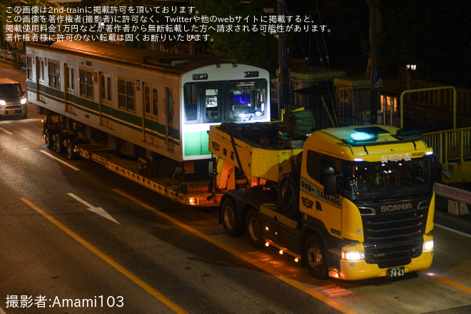 【大阪メトロ】20系2637F廃車搬出陸送を住之江区内で撮影した写真