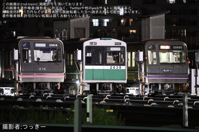 【大阪メトロ】22系22655Fが緑木検車場へ回送を不明で撮影した写真