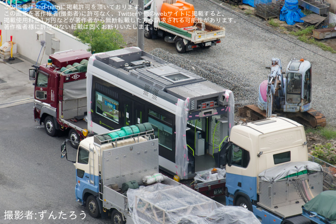 【広電】5200形5206A、5206C搬入を江波車庫で撮影した写真