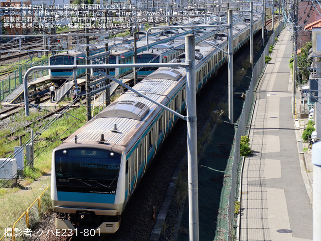 【JR東】E233系サイ165編成東京総合車両センター入場回送を南浦和～蕨間で撮影した写真