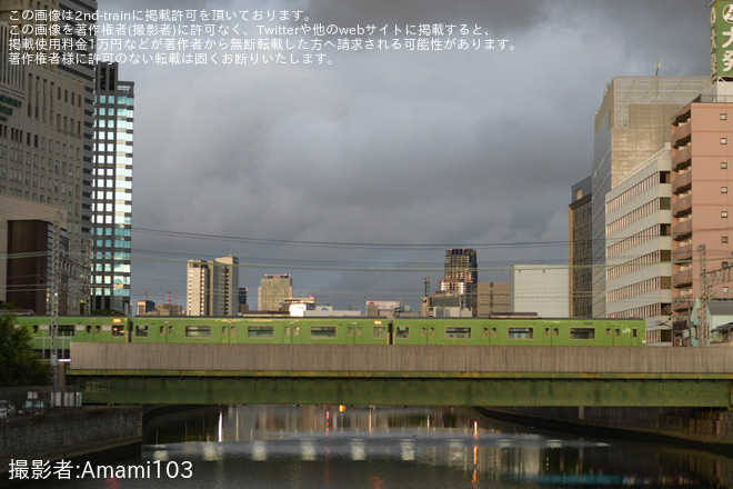 【JR西】201系ND616編成 疎開返却回送を大阪城公園～京橋間で撮影した写真