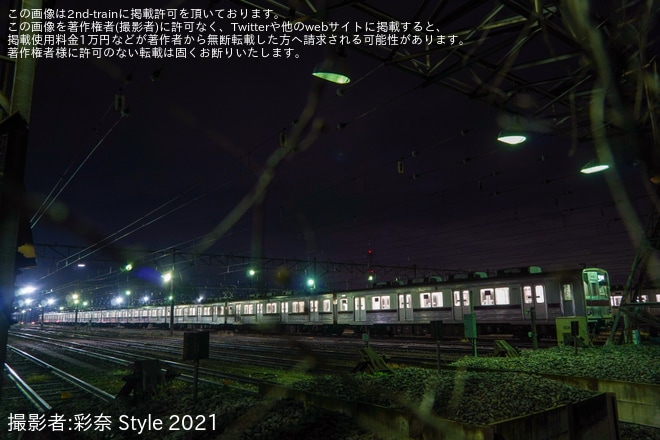 【東武】9000系9101Fが森林公園検修区にて通電中を不明で撮影した写真