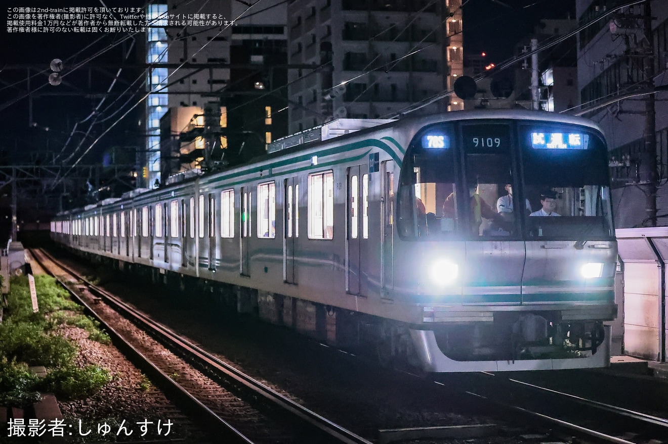 【メトロ】9000系9109F[8連化]が東急目黒線で試運転の拡大写真