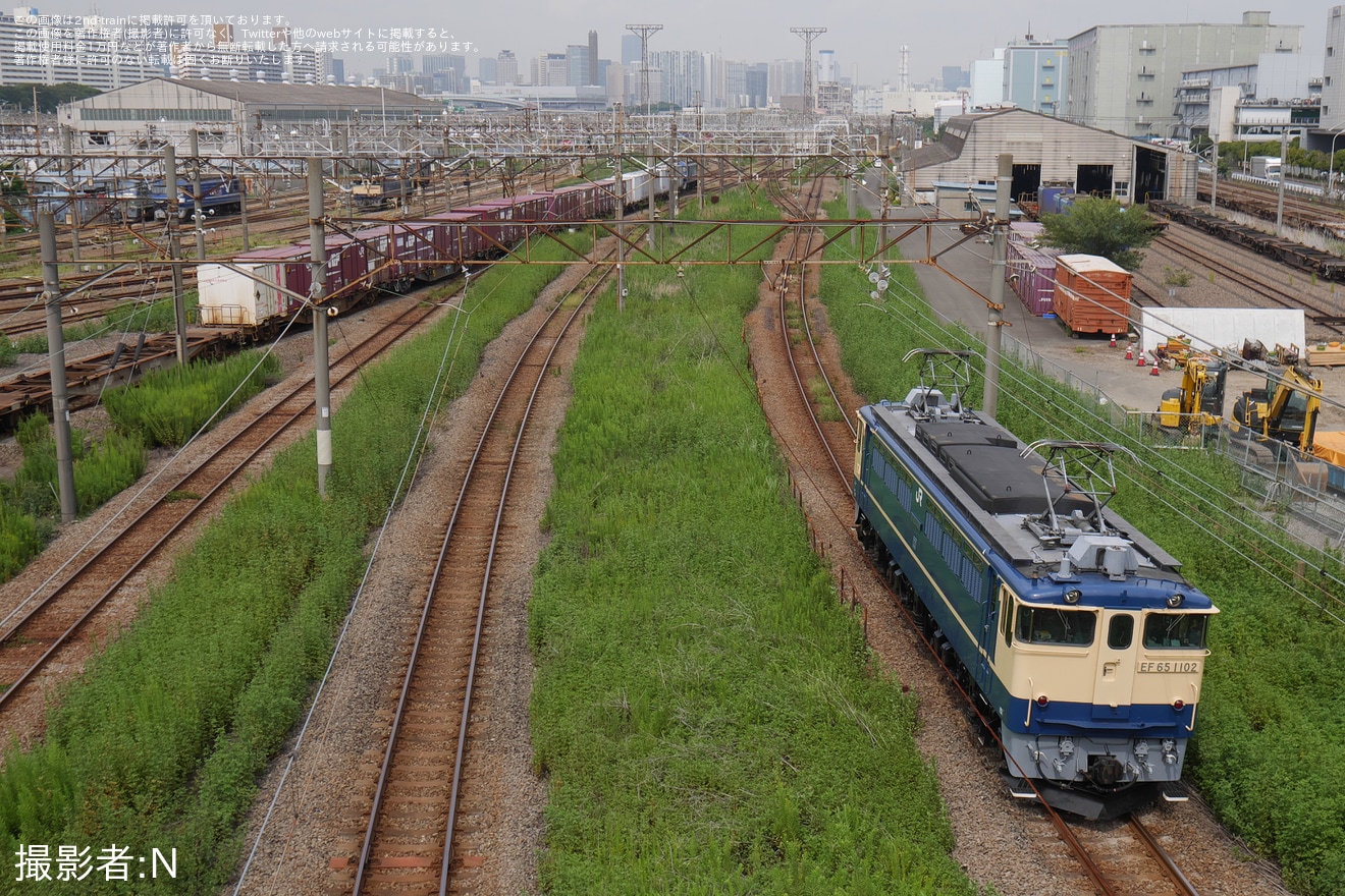 【JR東】EF65-1102が乗務員関連で東京貨物ターミナルなどへの拡大写真