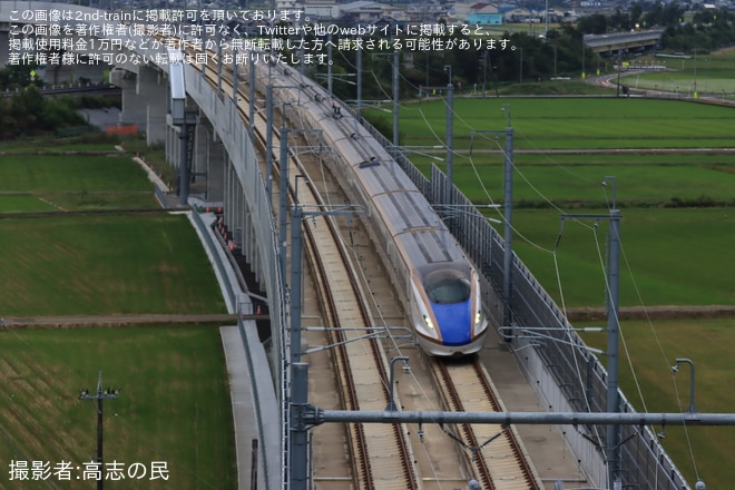【JR西】W7系が北陸新幹線敦賀延伸に向けた試運転を不明で撮影した写真