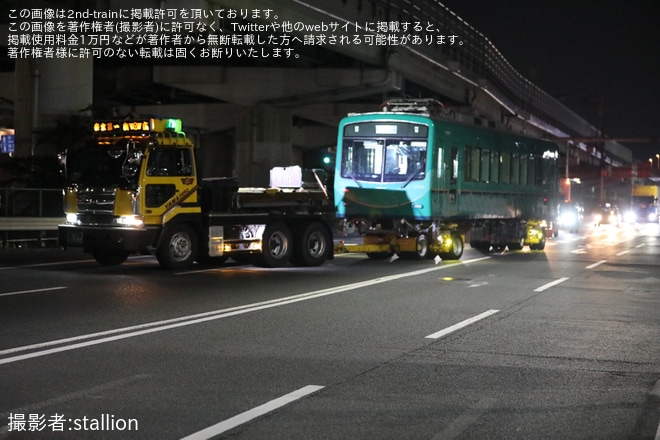 【叡電】リニューアル工事を終えた700系711号陸送を不明で撮影した写真