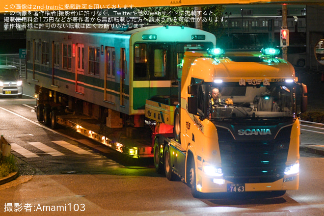 【大阪メトロ】20系2639F廃車搬出陸送を住之江区内で撮影した写真
