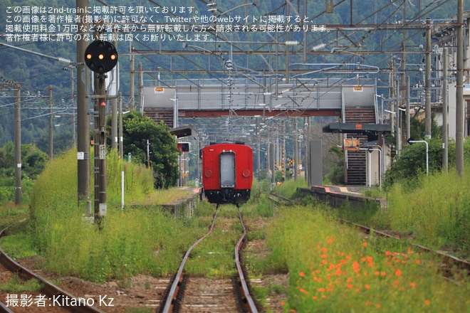 【JR九】キハ185-1001小倉総合車両センター出場を不明で撮影した写真