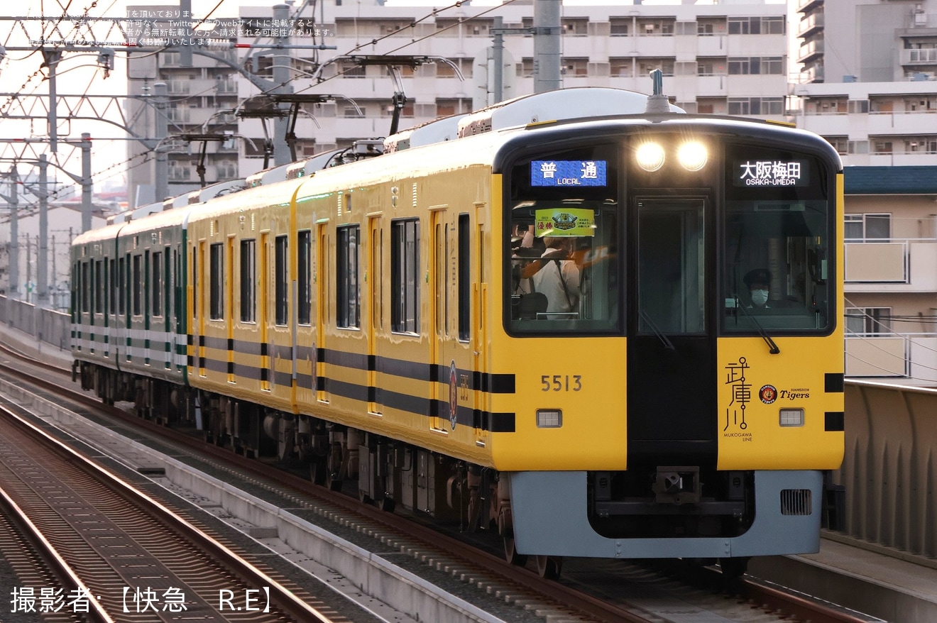 【阪神】武庫川線用車両「タイガース号」・「甲子園号」本線で特別運行の拡大写真