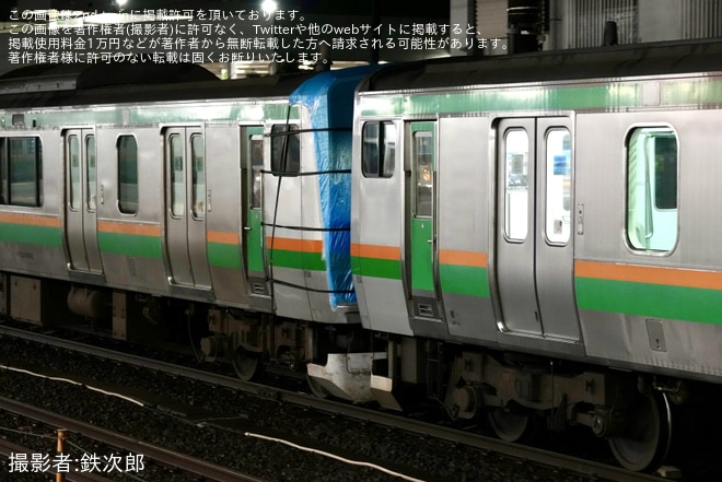 【JR東】E231系コツS-14編成(電柱衝突当該)東京総合車両センター入場回送を大船駅で撮影した写真