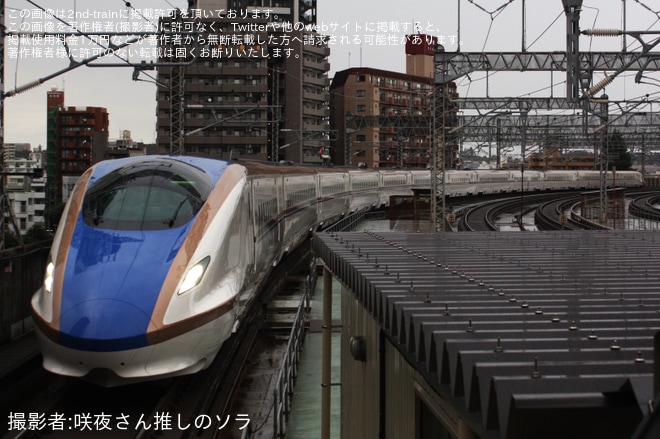 【JR東】E7系F32編成新幹線総合車両センター出場試運転を不明で撮影した写真