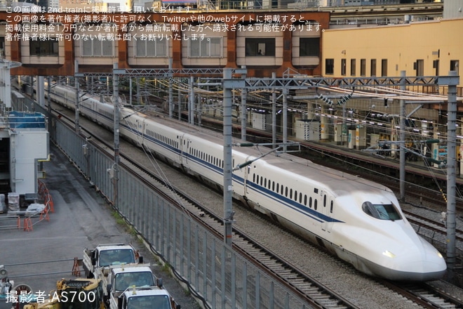 【JR海】N700A(スモールA)X30編成が浜松工場へ廃車回送を品川～東京間で撮影した写真