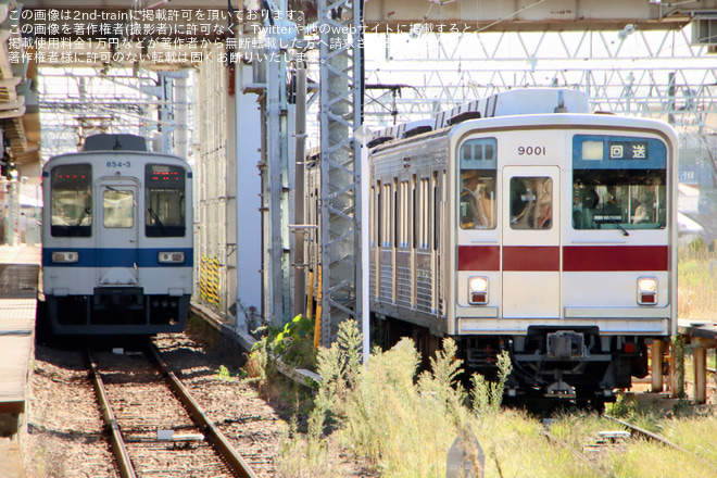 【東武】9000系9101F秩父鉄道にて牽引による回送実施を館林駅で撮影した写真
