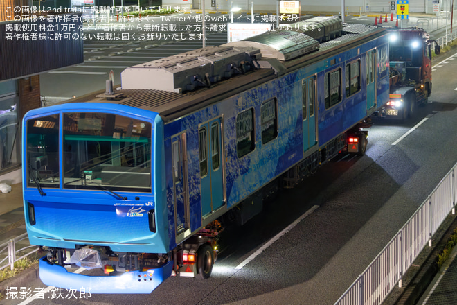 【JR東】FV-E991系 HYBARI 『JAPAN MOBILITY SHOW 2023』 展示に伴う夜間陸送を横浜市内で撮影した写真