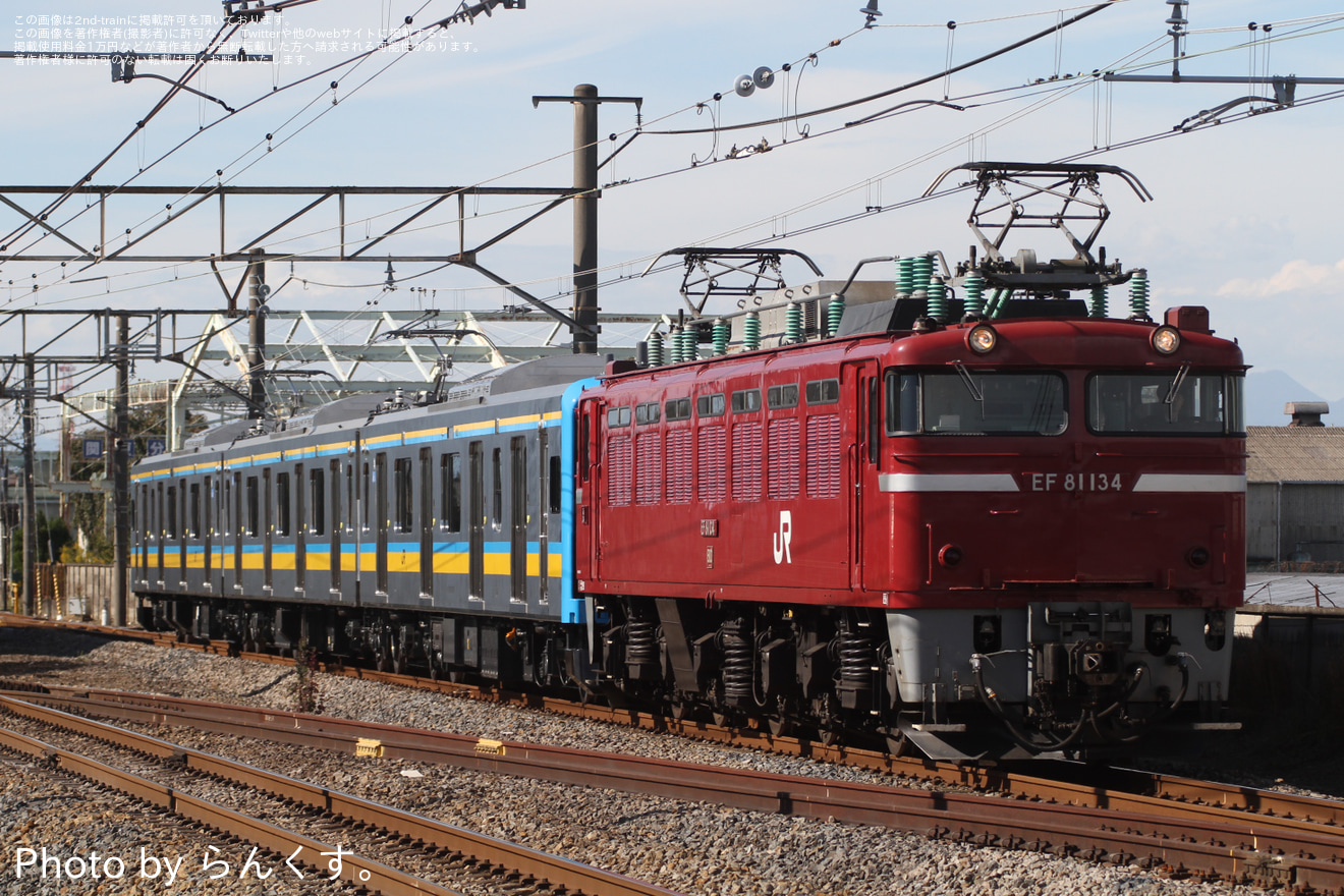 【JR東】EF81-134牽引E131系1000番台ナハT3編成 配給輸送の拡大写真