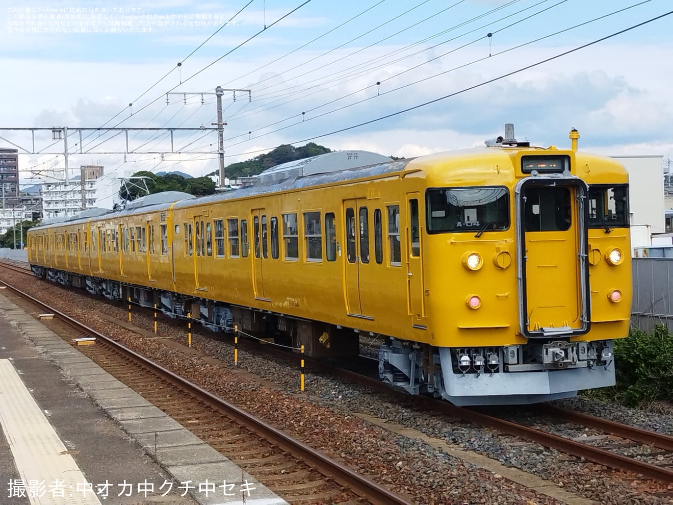 【JR西】115系A-04編成下関総合車両所本所構内試運転の拡大写真