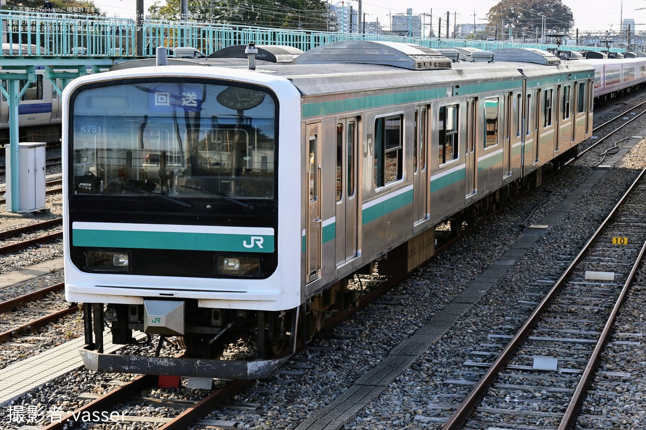 【JR東】E501系 K751編成のうち、クハE501-1001とサハE501-1の2両が切り離されるの拡大写真