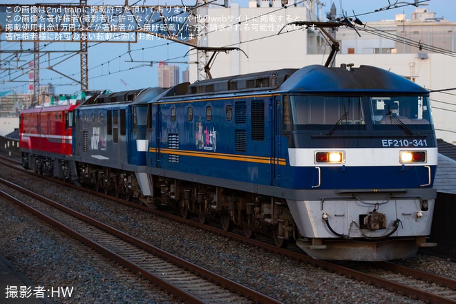 【JR貨】EF210-155とEH800-5が大宮車両所出場を西浦和駅で撮影した写真