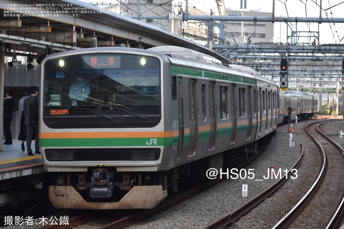 【JR東】 E231系ヤマU-588編成東京総合車両センター出場回送の拡大写真