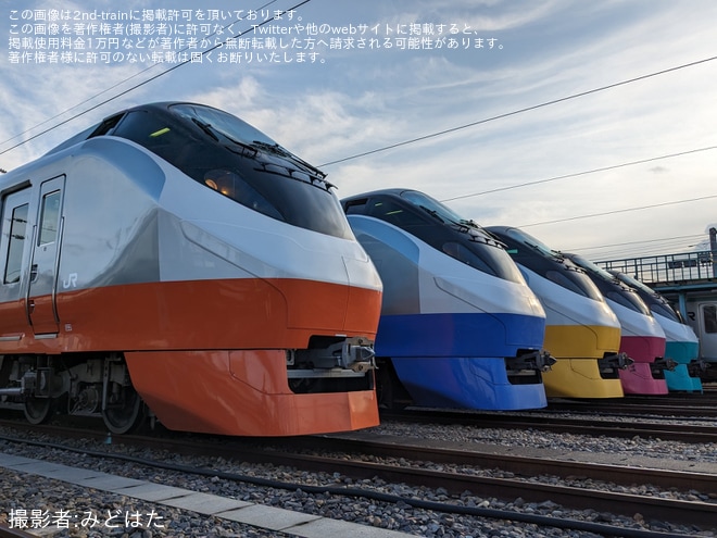 【JR東】「E657系電車 フレッシュひたちリバイバルカラー車両撮影会 第5弾」開催を勝田車両センターで撮影した写真