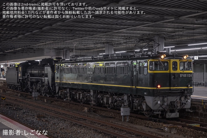 【JR西】D51-200がEF65-1124（トワ釜）の牽引で山陽本線を上るを広島駅で撮影した写真