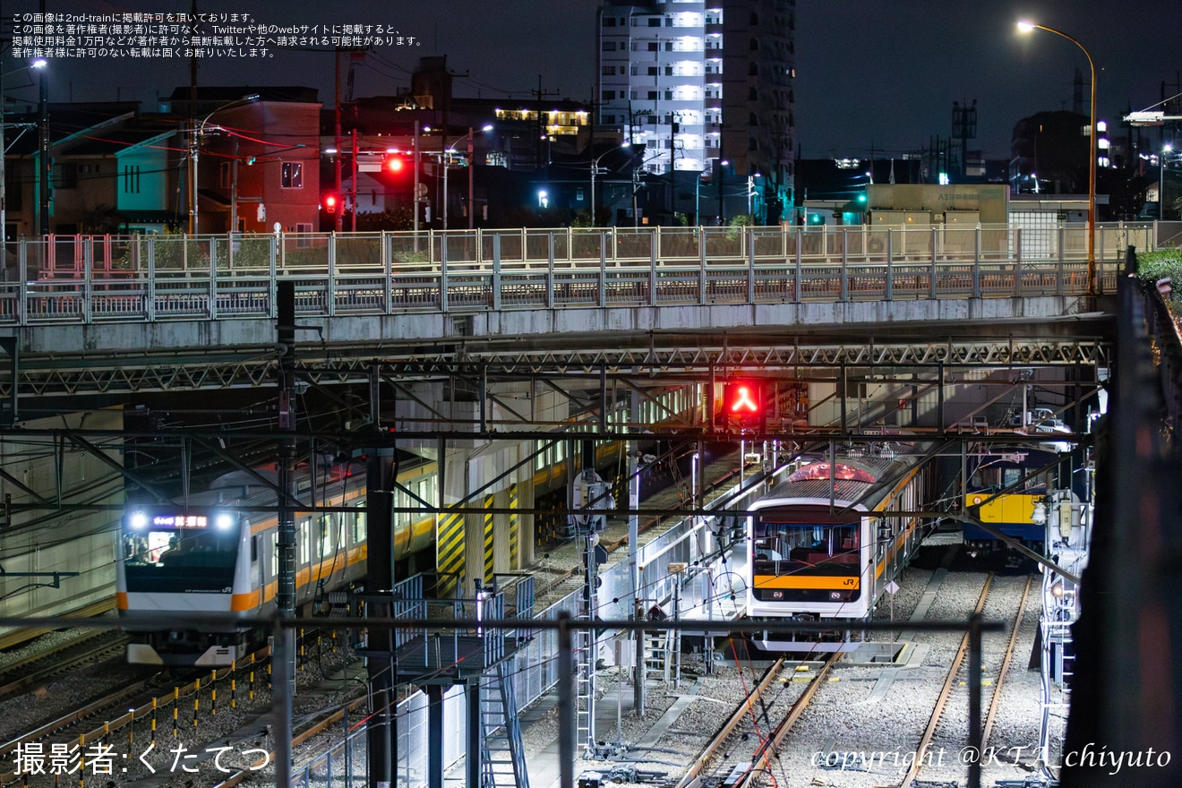 【JR東】E233系青665編成が武蔵野線で夜間試運転の拡大写真