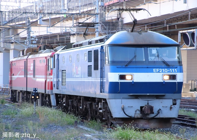 【JR貨】EH800-10大宮車両所入場回送を大宮駅で撮影した写真