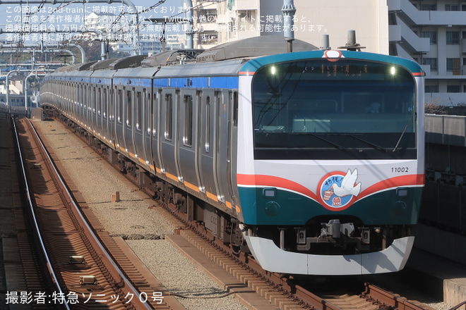 【相鉄】11000系11002×10(11002F)が「おかいもの電車 」ラッピング営業運転開始を天王町駅で撮影した写真