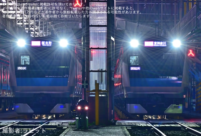 【JR東】E233系ナイトフォトツアー「『#さいナカ鉄道写真』ナイトフォトツアー ～お客さまのリクエスト編～」開催をさいたま車両センターで撮影した写真