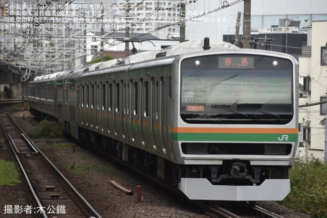 【JR東】E231系K-11編成東京総合車両センター出場回送を西大井駅で撮影した写真