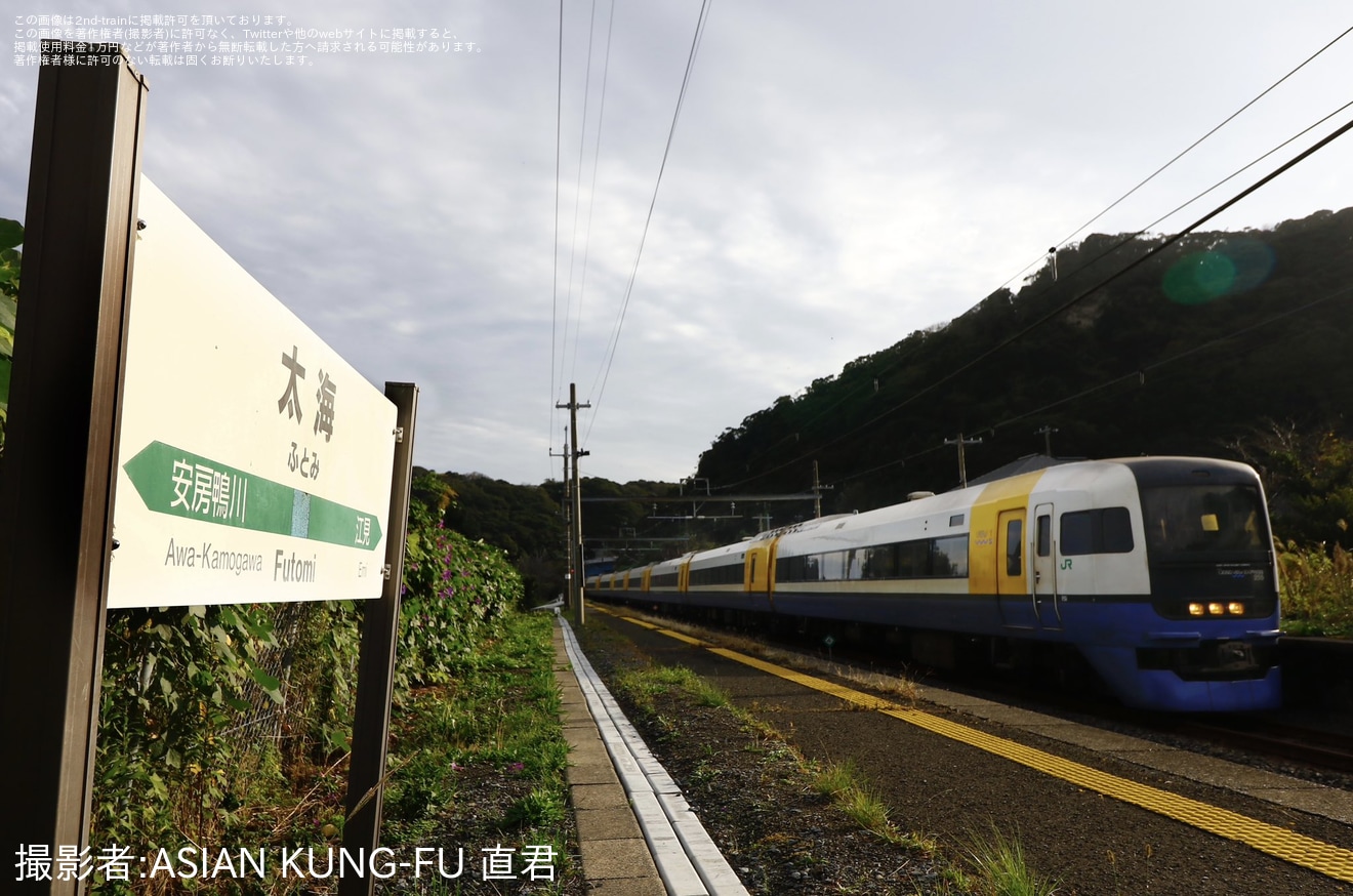 【JR東】255系Be-02編成を使用した内房線末端までの団体臨時列車の拡大写真