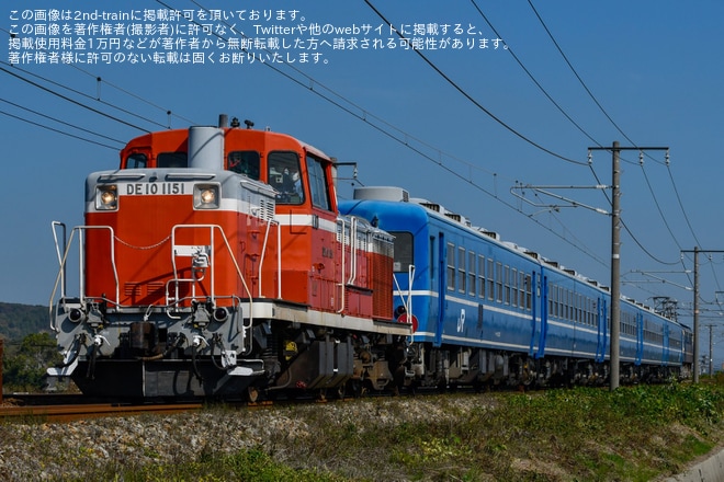 【JR西】DE10-1151+12系5両+EF65-1133の編成で岡山運転区習熟訓練を不明で撮影した写真