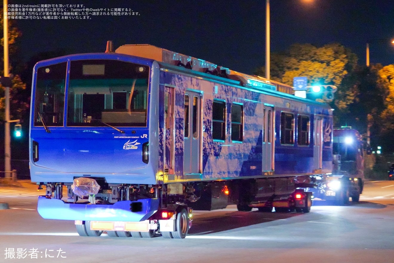 【JR東】FV-E991系 HYBARI 『JAPAN MOBILITY SHOW 2023』での 展示を終えて夜間陸送の拡大写真