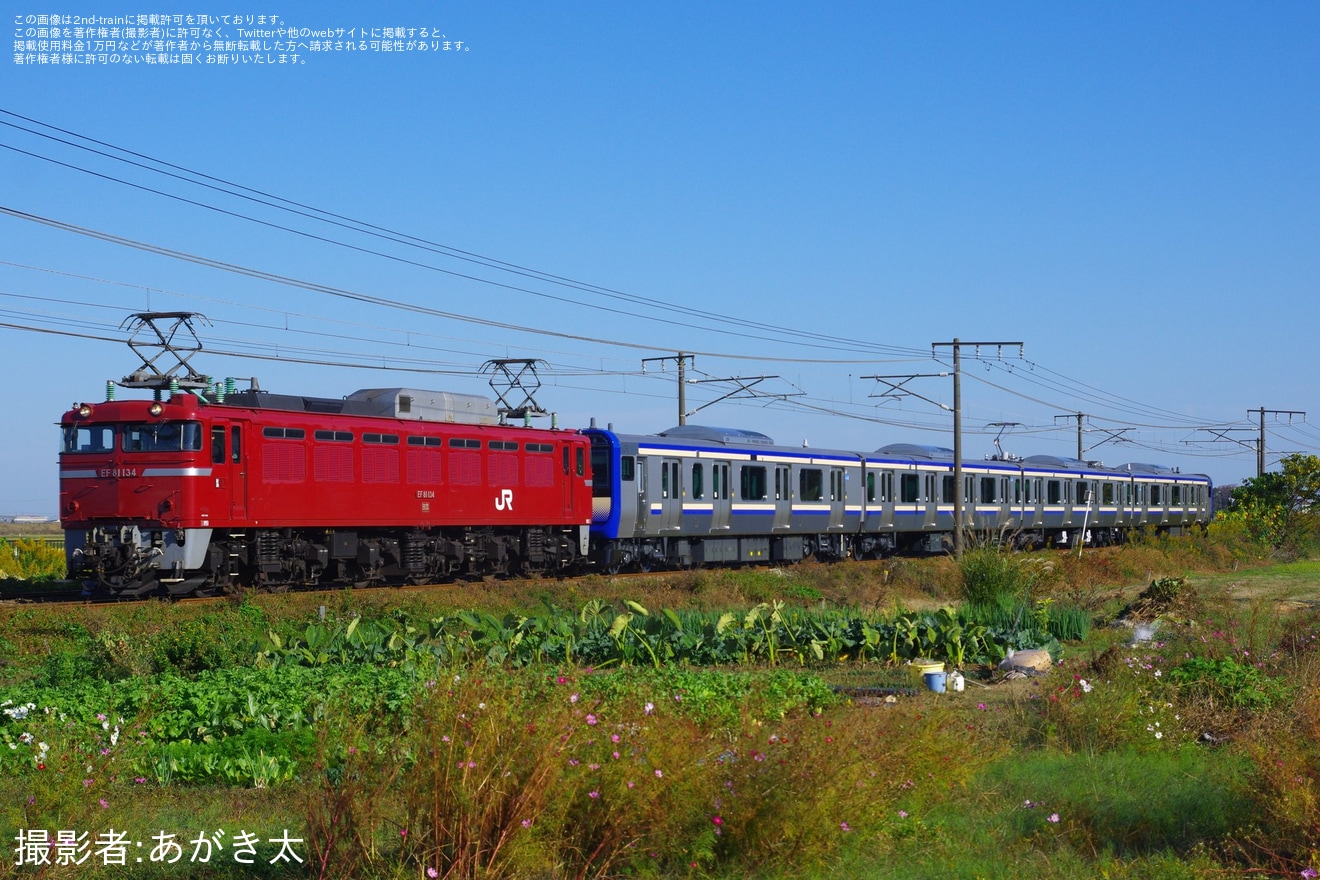 【JR東】E235系クラJ28編成が配給輸送の拡大写真